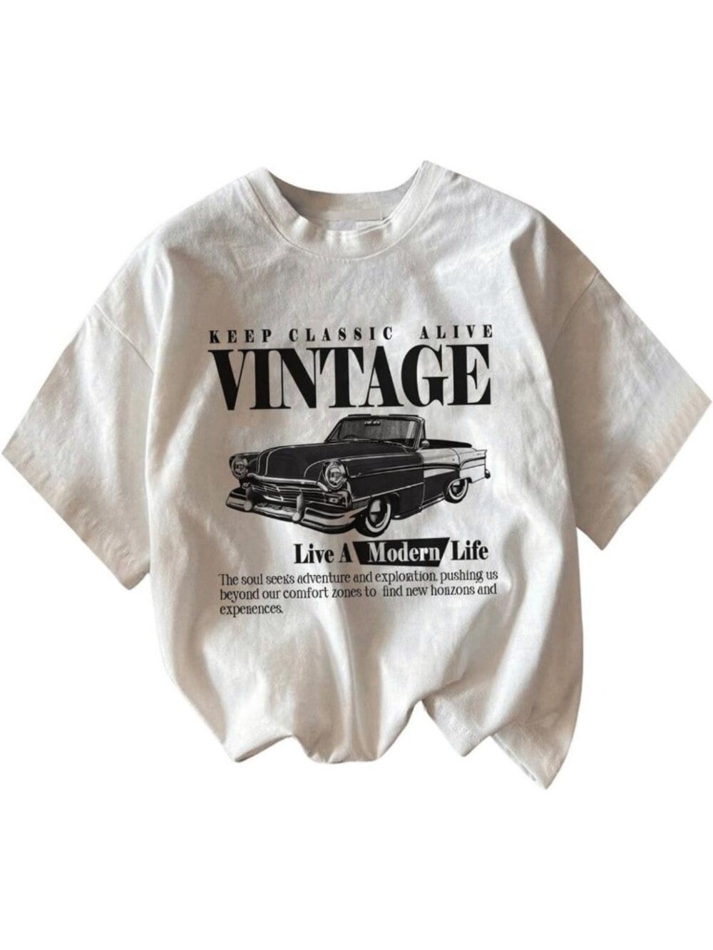 Trendy Vintage Graphic Letter Tee - Women's Crew Neck Summer T-Shirt